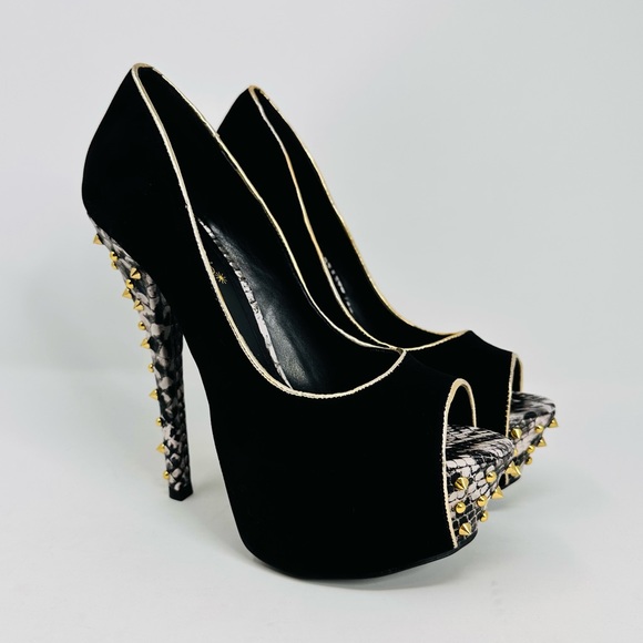 Shoe Dazzle Womens Black Open Toe Heels - Picture 2 of 14